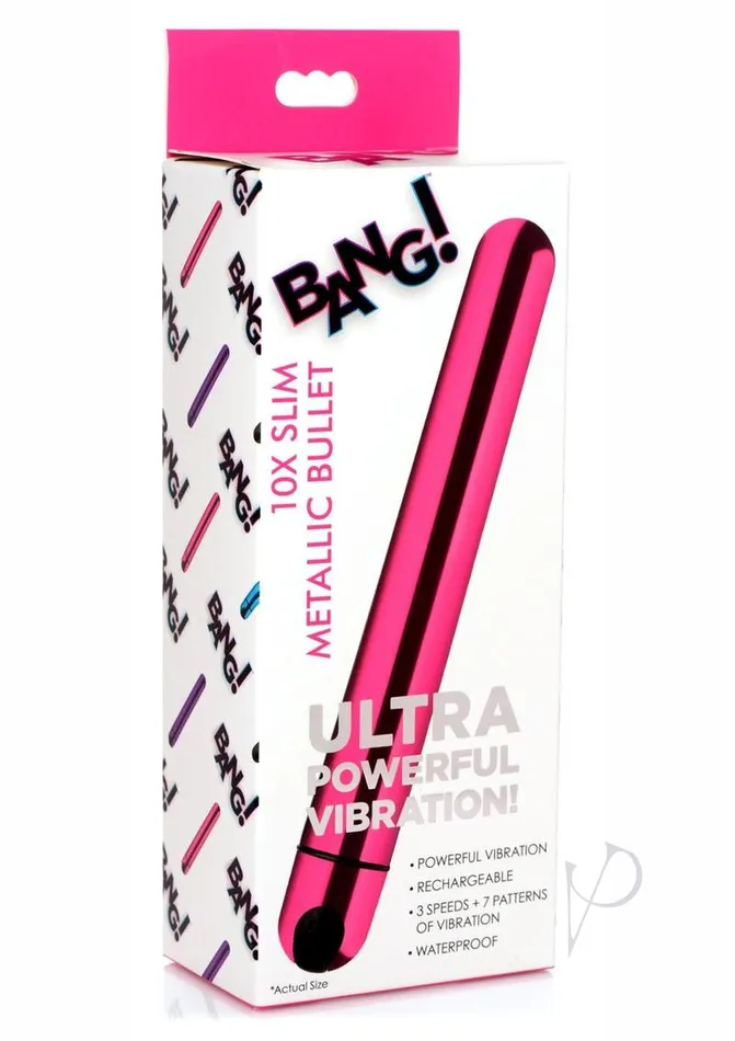 Vibrators Bang 10X Slim Metallic Rechargeable Bullet Pink Bang