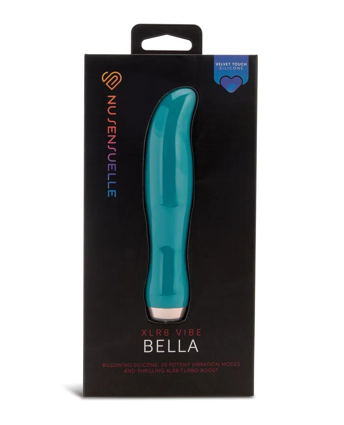 Vibrators Nu Sensuelle Bella Velvet Touch with Turbo Rechargeable Silicone Vibrator GreenRose Gold Nu Sensuelle