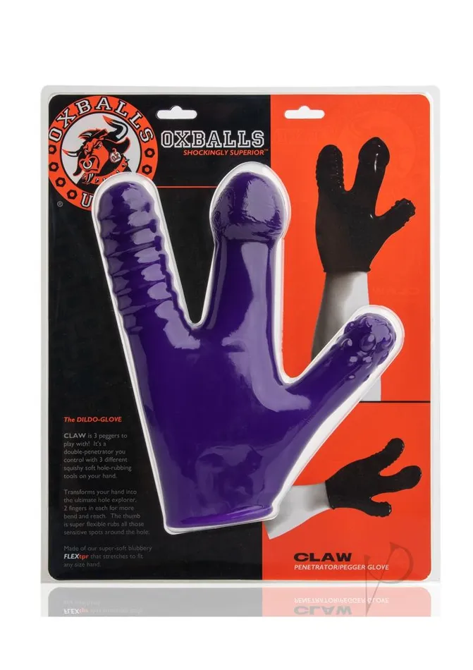 Vibrators Oxballs Claw Penetrator and Pegger Glove Purple Oxballs