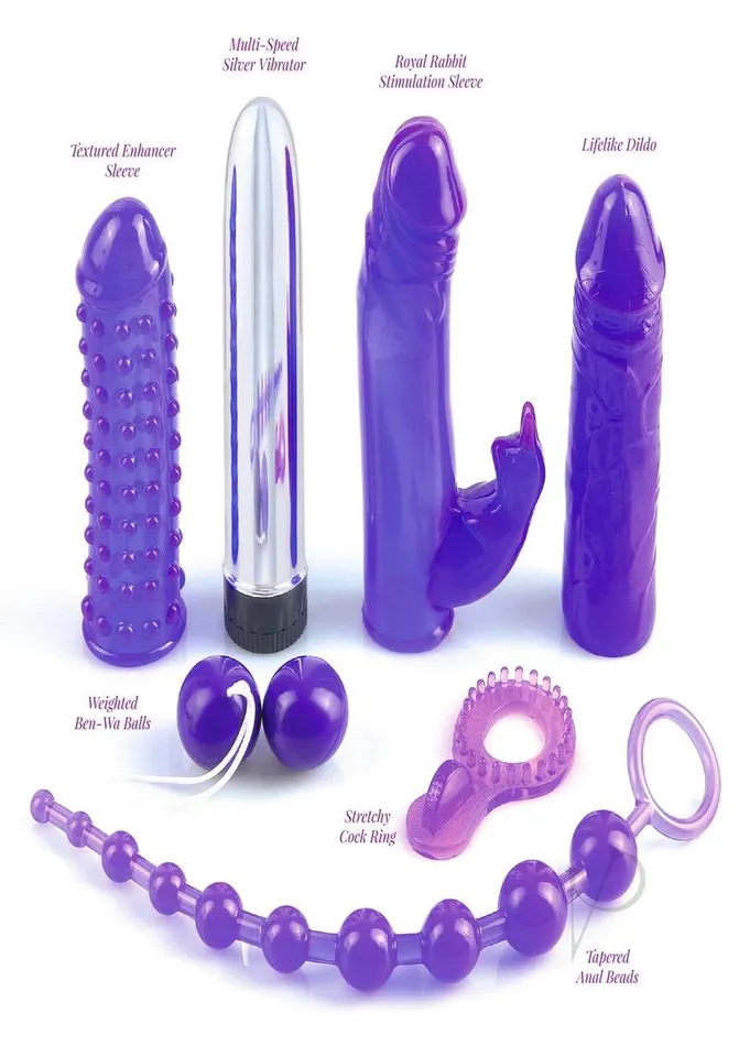 Vibrators Pipedream Royal Rabbit Vibrating 7 piece kit Purple Vibrators Pipedream Royal Rabbit Vibrating 7 piece kit Purple