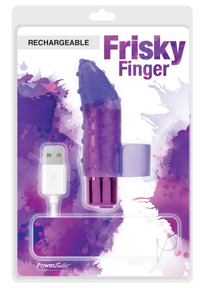 Vibrators Powerbullet PowerBullet Frisky Finger Rechargeable Finger Massager Purple Vibrators Powerbullet PowerBullet Frisky Finger Rechargeable Finger Massager Purple