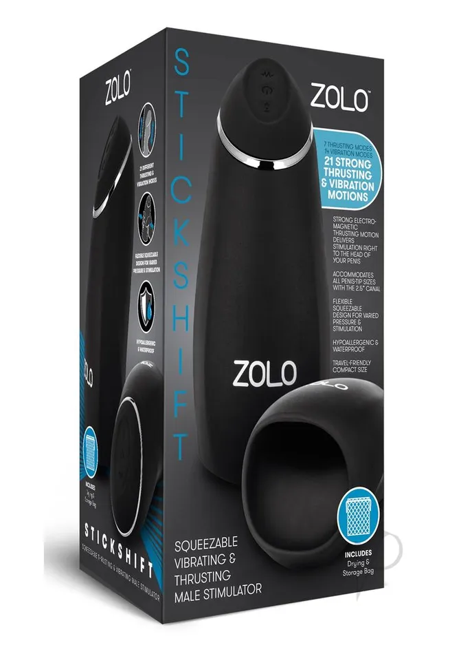 ZOLO Stickshift Squeezable Vibrating and Thrusting Rechargeable Male Stimulator BlackSilver Zolo Anal ZOLO Stickshift Squeezable Vibrating and Thrusting Rechargeable Male Stimulator BlackSilver Zolo Anal