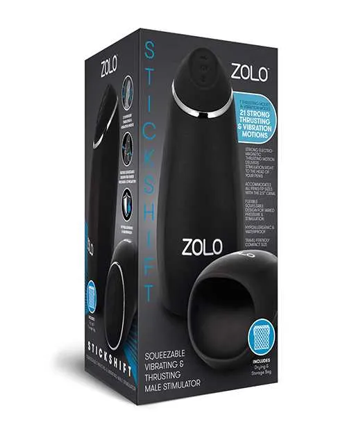 ZOLO Stickshift Squeezable Vibrating and Thrusting Rechargeable Male Stimulator BlackSilver Zolo Anal ZOLO Stickshift Squeezable Vibrating and Thrusting Rechargeable Male Stimulator BlackSilver Zolo Anal
