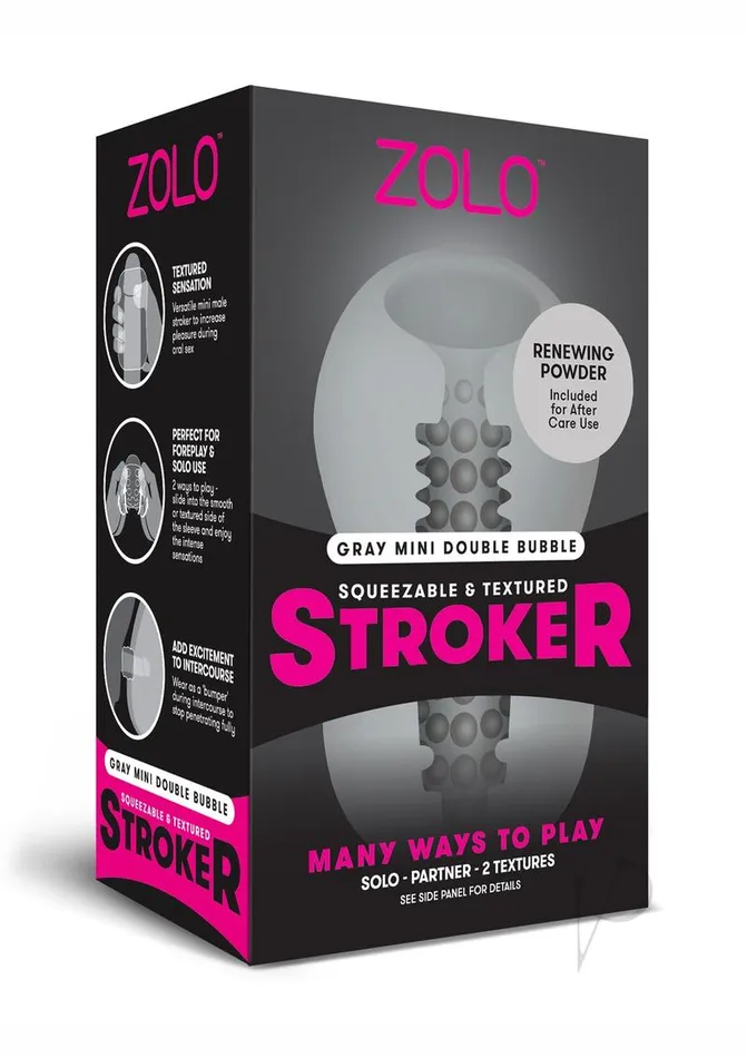 Zolo ZOLO Squeezable Mini Double Bubble Masturbator Gray Male Sex Toys