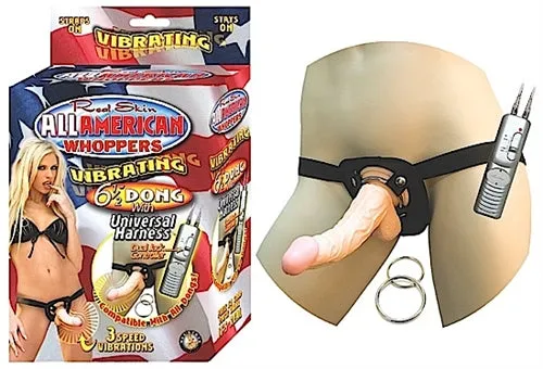 All American Whoppersvibrating 65Inch Dong With Universasl Harness Flesh Nasstoys Dildos