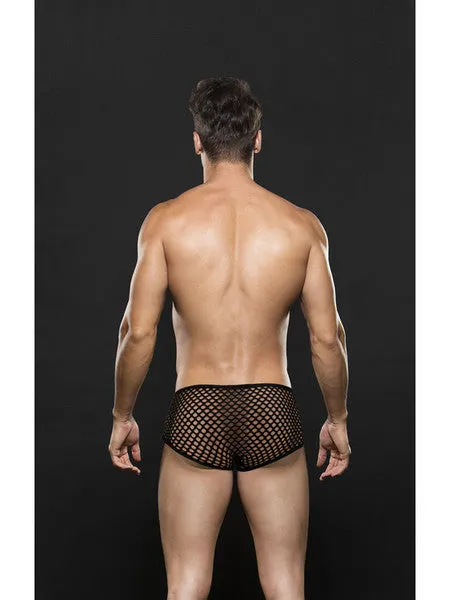 Anal Baci Envy Modern Fishnet Trunk Black ML