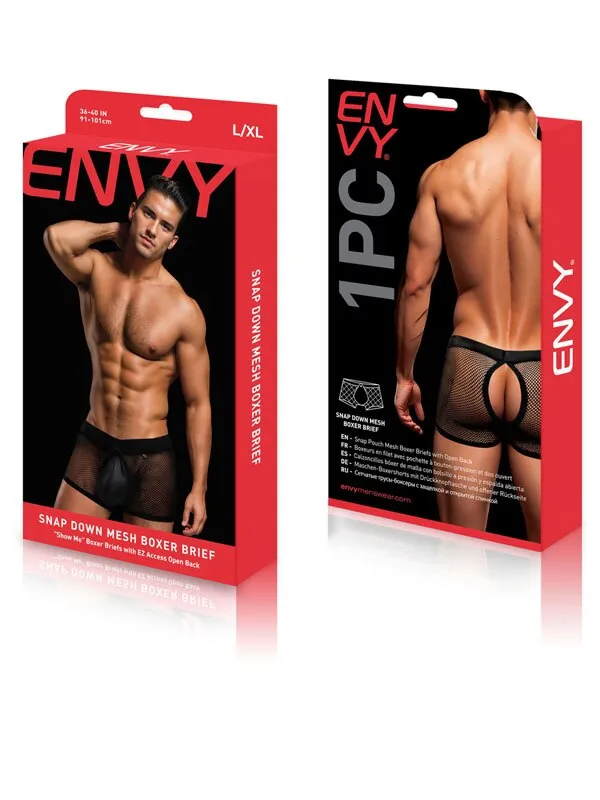 Anal Baci Envy Snap Down Mesh Boxer BriefBlackLXL Anal Baci Envy Snap Down Mesh Boxer BriefBlackLXL