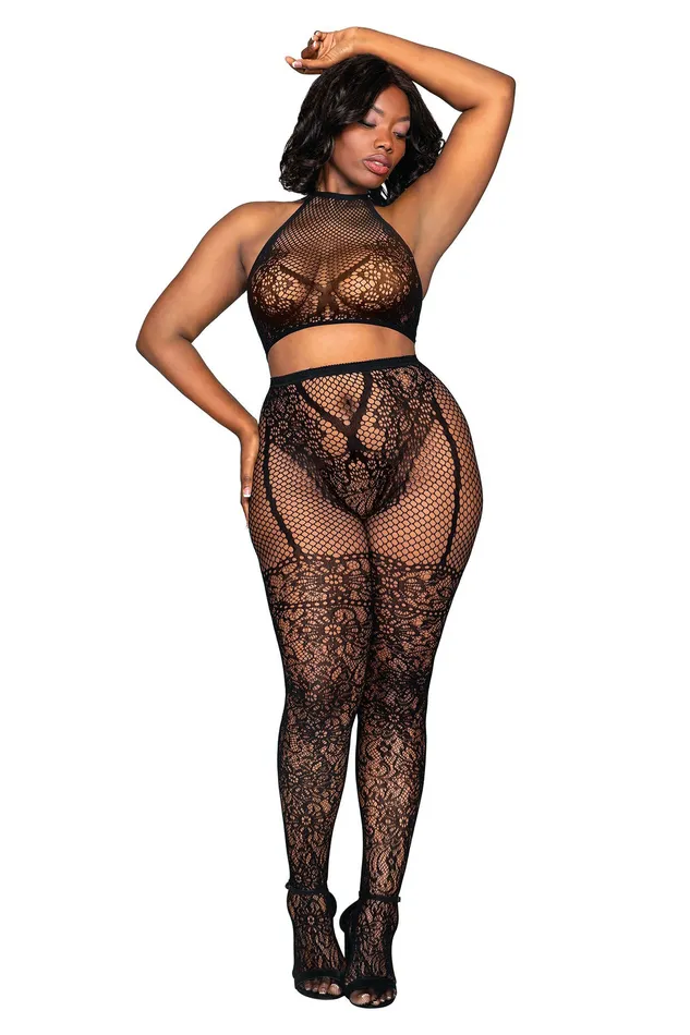 Anal Dreamgirl Bralette and Pantyhose Queen Size Black