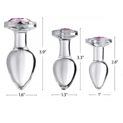Anal XR Brands Pink Gem Glass Anal Plug Set