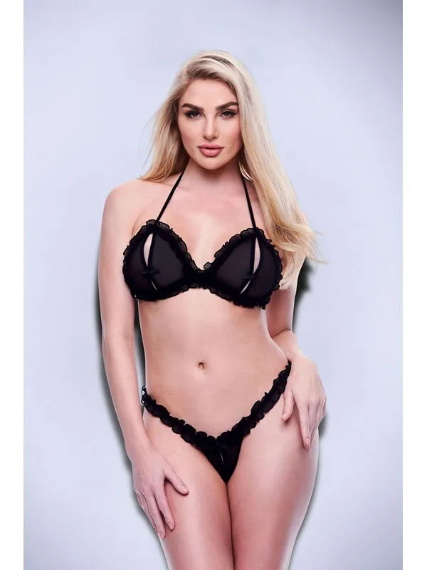 Baci 2pc PeekABoo Bra Crotchless GString SetML BX Baci Anal