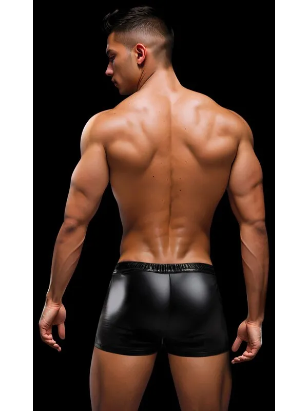 Baci Anal Envy LaceUp Wetlook TrunksBlackRedML Baci Anal Envy LaceUp Wetlook TrunksBlackRedML