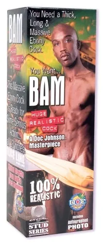 Bam Huge 13 Inch Realistic Cock With Removable VacULock Suction Cup Doc Johnson Dildos