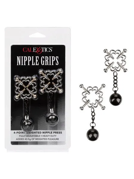 CalExotics Female Sex Toys Nipple Grips 4Point Weighted Nipple Press