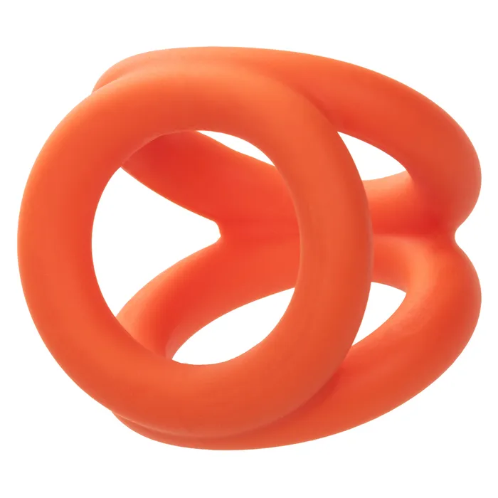 CalExotics Male Sex Toys Alpha Liquid Silicone TriRing Orange Orange