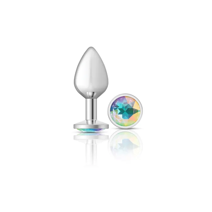 Cheeky CharmsSilver Metal Butt Plug RoundClearMedium Viben Anal