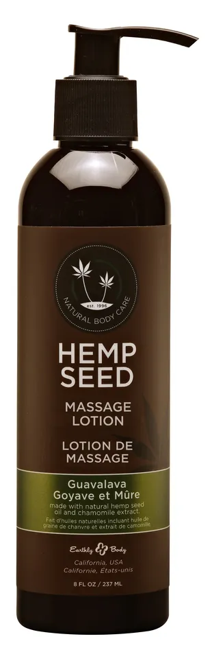 Couples Earthly Body Hemp Seed Massage Lotion Guavalava 8 Fl Oz