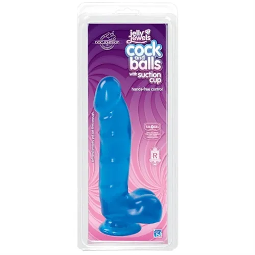 Dildos Doc Johnson Jelly Jewels Cock and Balls With Suction Cup Blue