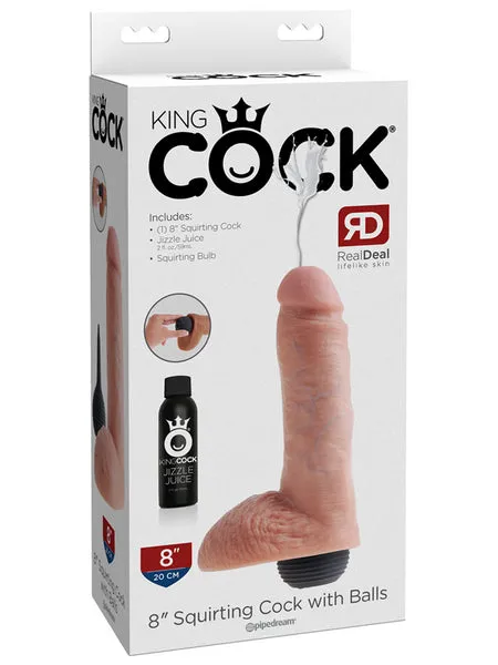 Dildos Pipedream Products King Cock 8 in Squirting Cock w Balls Flesh