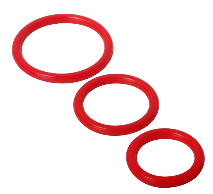 Dildos XR Brands Trinity Vibes Trinity Silicone Cock Rings Red