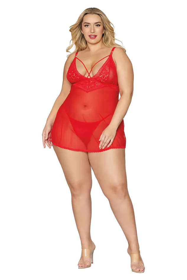 Dreamgirl Babydoll and GString Queen Size Lipstick Red Vibrators