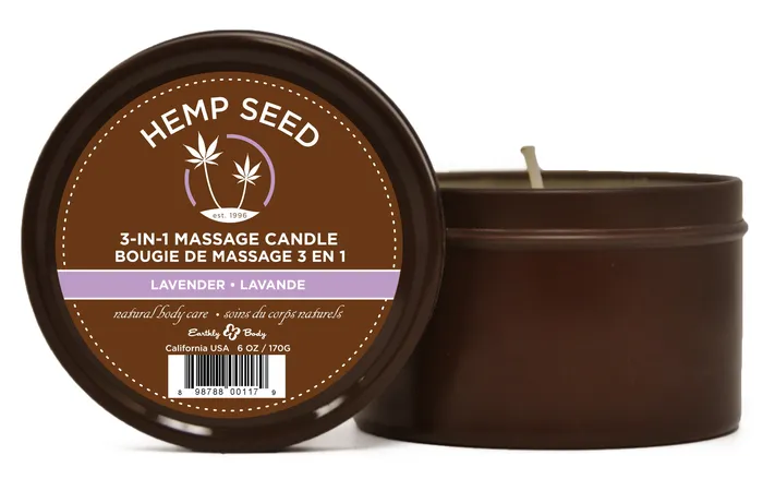 Earthly Body Couples Hemp Seed 3in1 Massage Candle Lavender 6 Oz