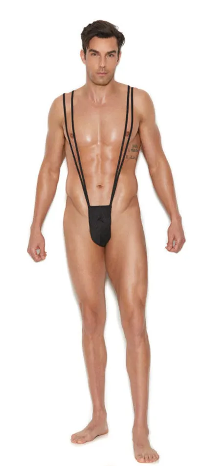 Elegant Moments Mens Suspender Pouch One Size Black Bodystockings Playsuits