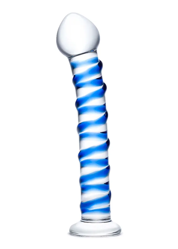 Glas Dildos Blue Spiral Glass Dildo