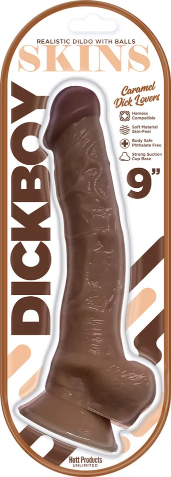 Hott Products Dickboy Skins Dildo With Balls 9 Inch Caramel Dick Lovers Dildos