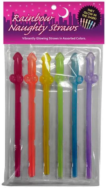 Kheper Games Female Sex Toys GlowInTheDark Rainbow Naughty Straws