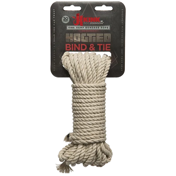 Kink Bind and Tie Hemp Bondage Rope 30 Ft Natural Doc Johnson Couples
