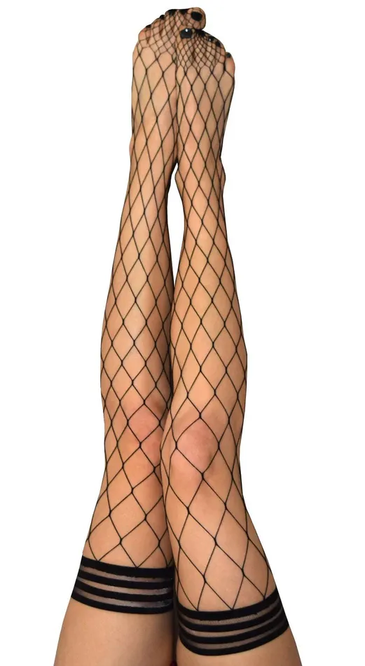 Kixies Michelle Fishnet Thigh High Size C Black Anal
