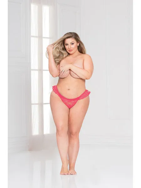 Lace Ruffle Thong 11145X Hot Pink 3X4X H Seven Til Midnight Vibrators
