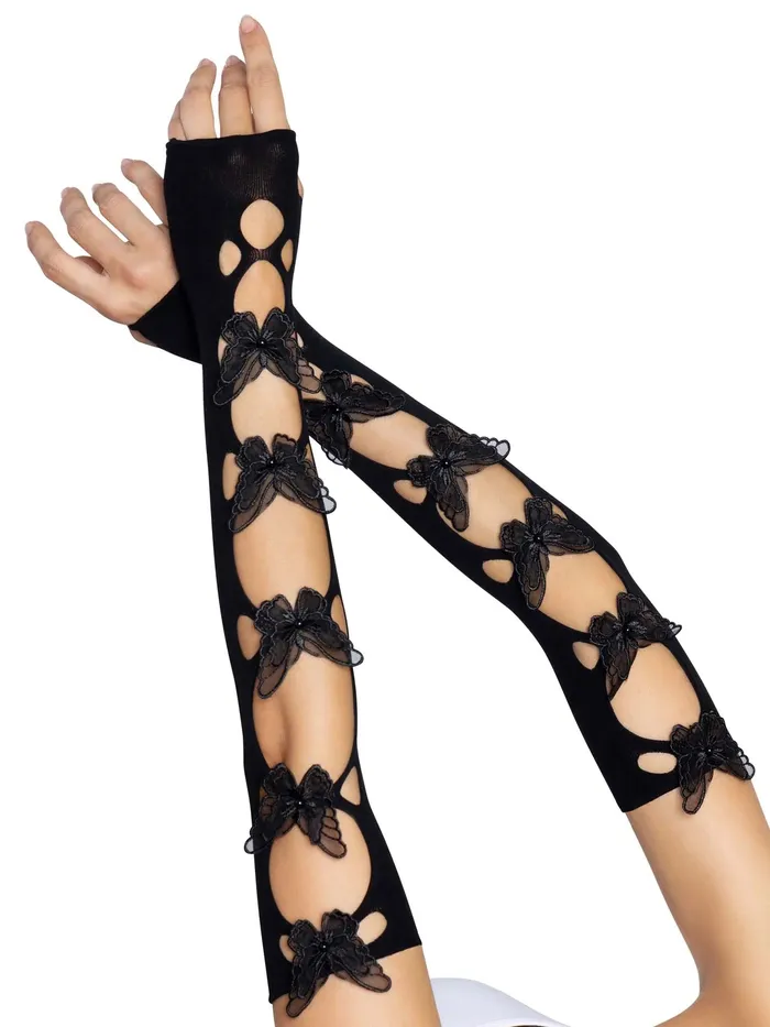 Leg Avenue Butterfly Cut Out Arm Warmers One Size Black Bodystockings Playsuits Leg Avenue Butterfly Cut Out Arm Warmers One Size Black Bodystockings Playsuits