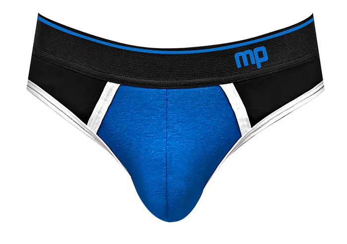 Male Power Anal Retro Sport Panel Thong L XL Black Blue