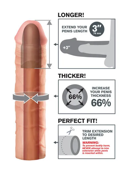 Male Sex Toys Pipedream Products Fantasy Xtensions Mega 3in Extension Flesh