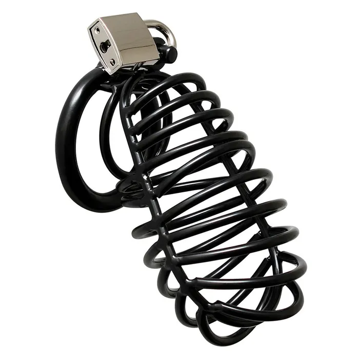 Male Sex Toys Rimba Black Metal Male Chastity Device With Padlock