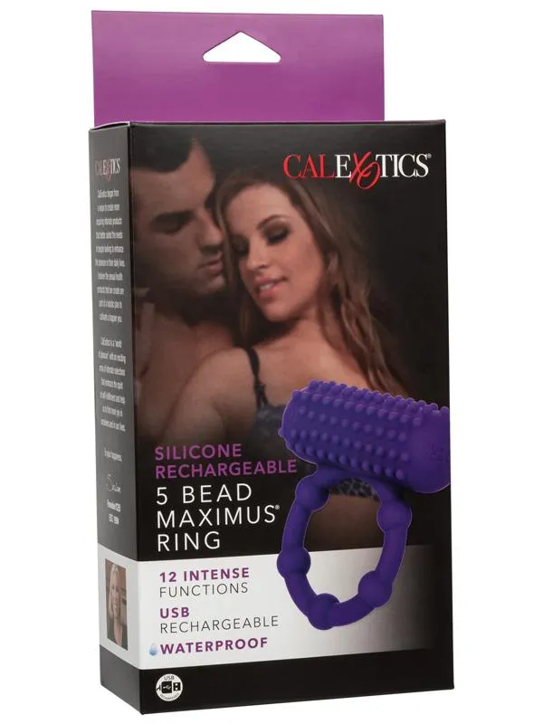 Male Sex Toys Silicone Rechargeable 5 Bead Maximus Ring CalExotics Male Sex Toys Silicone Rechargeable 5 Bead Maximus Ring CalExotics