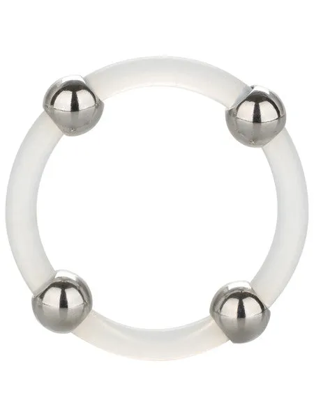 Male Sex Toys Steel Beaded Silicone Ring Large CalExotics