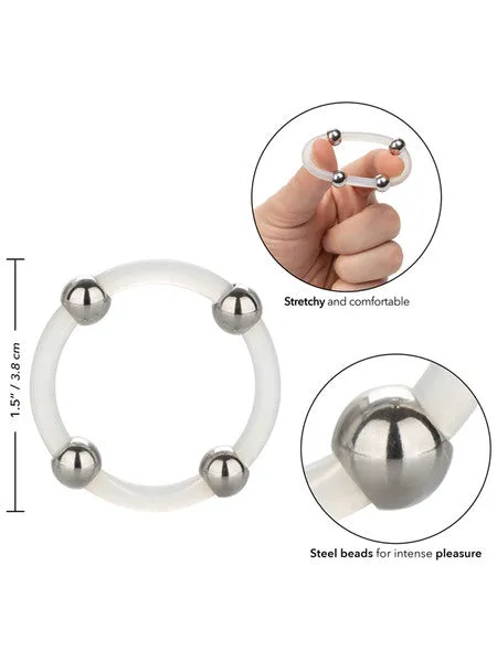 Male Sex Toys Steel Beaded Silicone Ring Large CalExotics