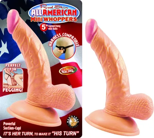 Nasstoys All American Mini Whoppers 5Inch Curved Dong With BallsFlesh Dildos