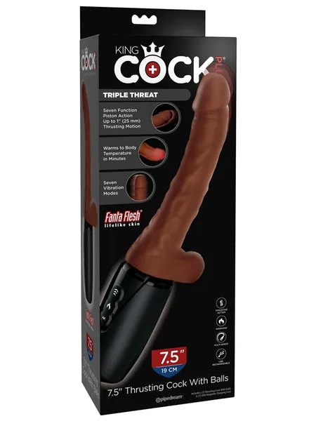 Pipedream Products Dildos King Cock Plus 75 in Thrusting Cock with Balls Brown Pipedream Products Dildos King Cock Plus 75 in Thrusting Cock with Balls Brown
