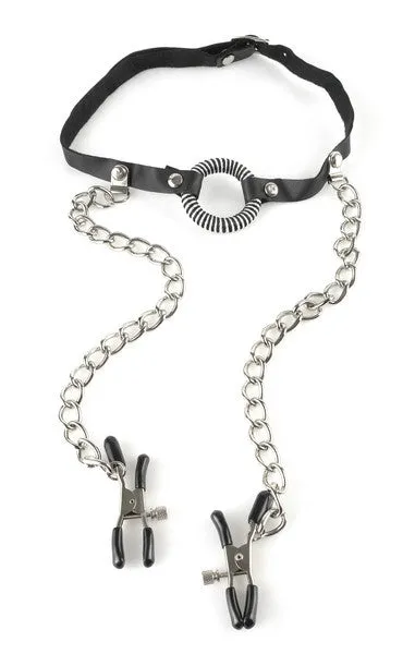 Pipedream Products Male Sex Toys FF ORing Gag with Nipple Clamps