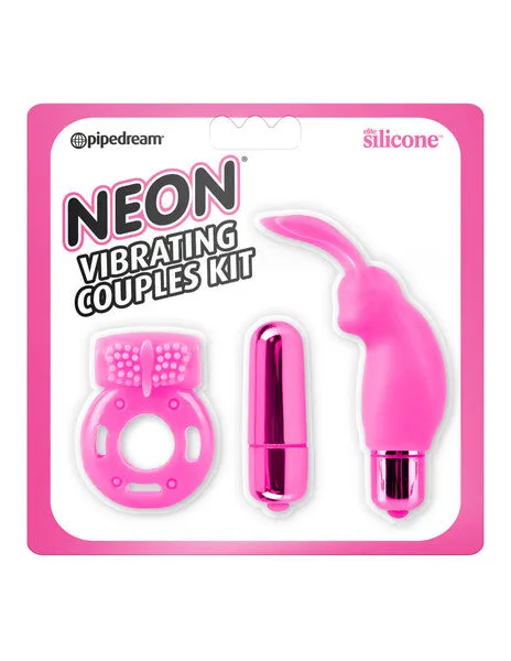 Pipedream Products Vibrators Neon Vibrating Couples Kit Pink