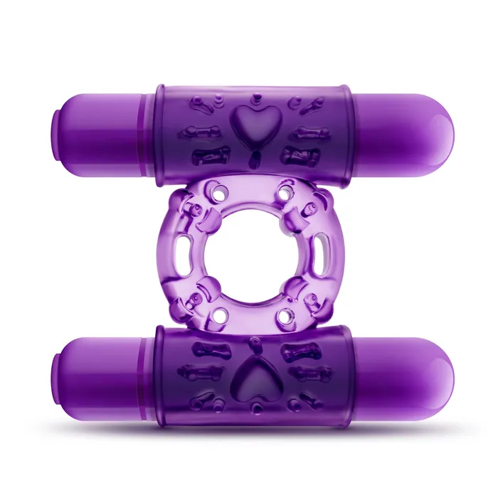 Play With Me Double Play Dual Vibrating Cock Ring Purple Blush Couples