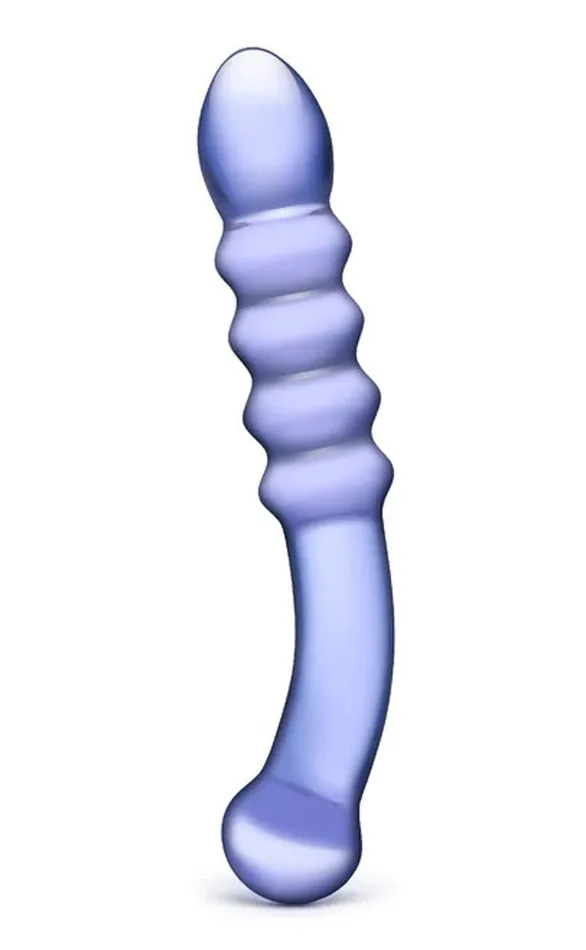 Purple Rain Ribbed Dildo Glas Dildos