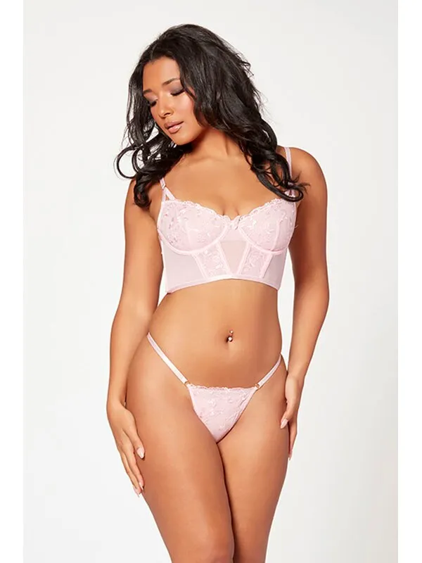 Seven Til Midnight Vibrators 2 Pc Bustier And Thong Panty Set 11552 PINK M H