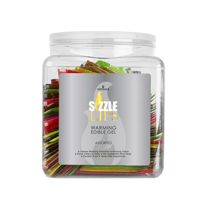 Sizzle Lips Warming Gel 100 Piece Bowl Assorted Flavors Sensuva Enhancers