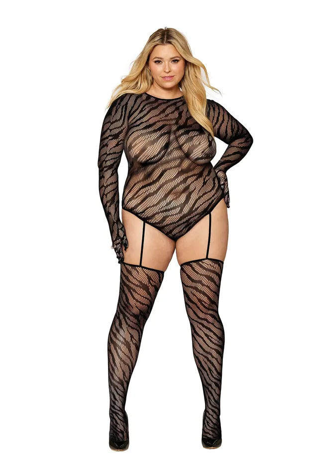 Teddy Bodystocking With Fingered Gloves Queen Size Black Dreamgirl Bodystockings Playsuits Teddy Bodystocking With Fingered Gloves Queen Size Black Dreamgirl Bodystockings Playsuits
