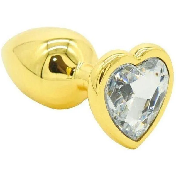 ToyWithMe Toy With Me Gold Heart Jewel Metal Anal Plug Small Male Sex Toys