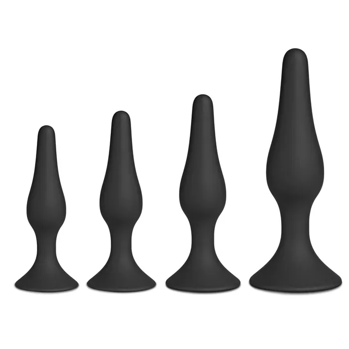 Various Toy Brands Anal Set of Four Silicone Butt Plugs Black